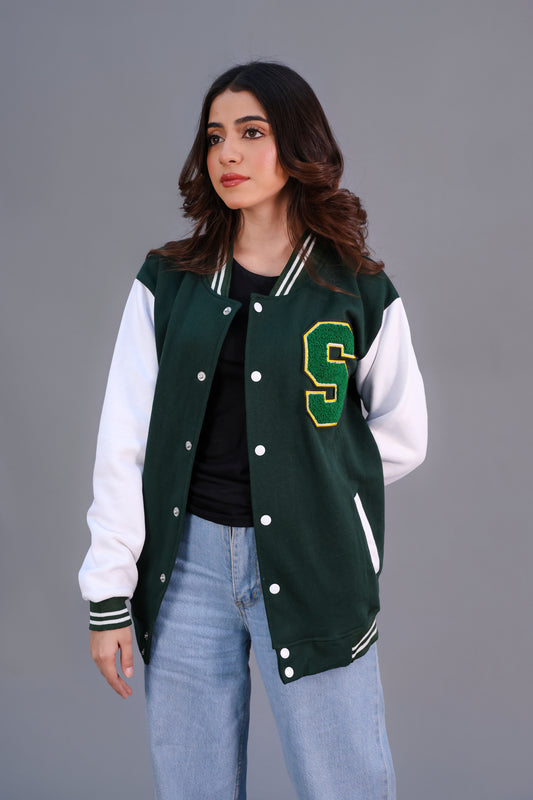 Unisex Letter Patched Varsity Jacket