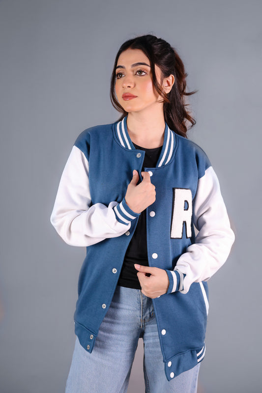 Unisex Letter Patched Varsity Jacket