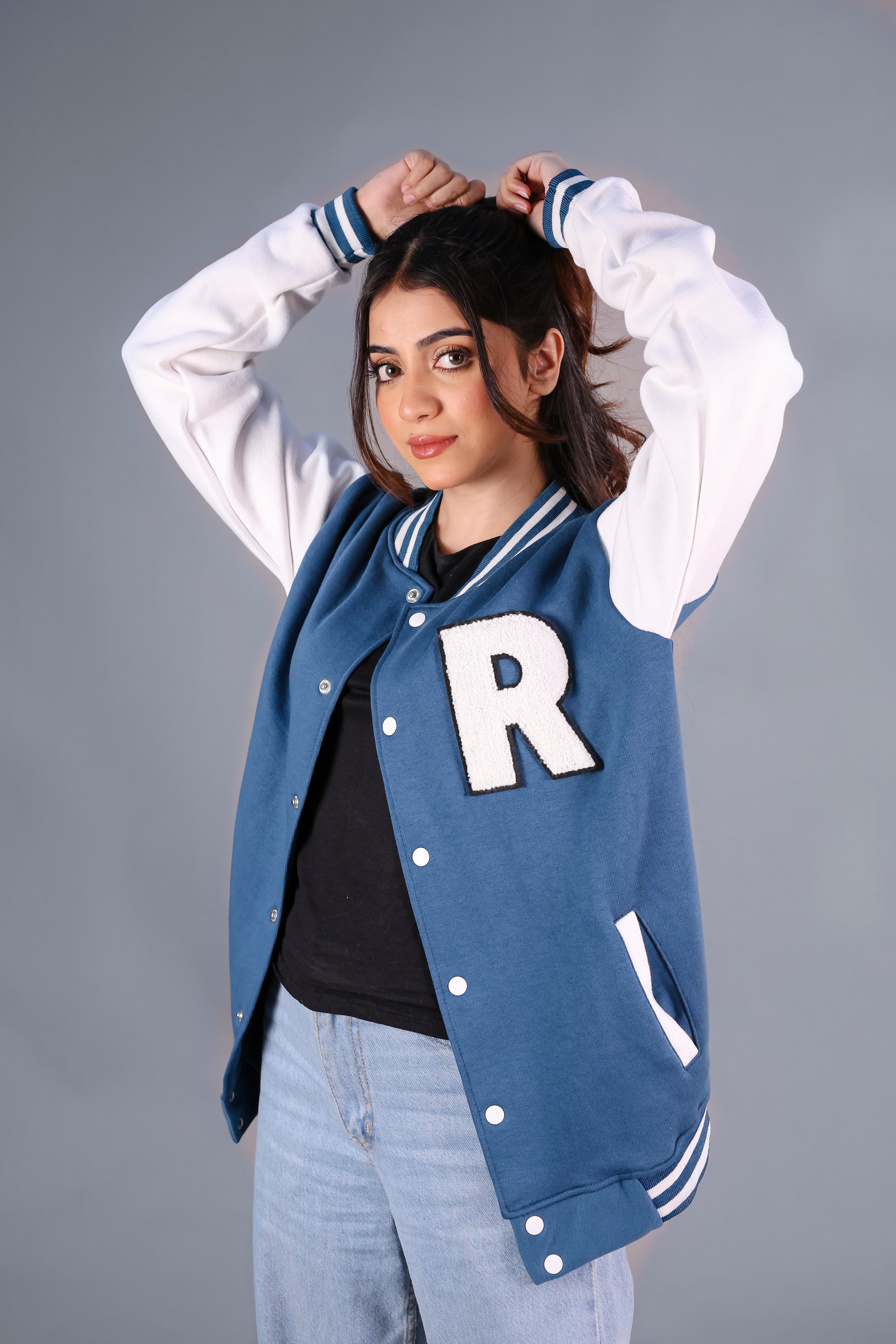 Unisex Letter Patched Varsity Jacket
