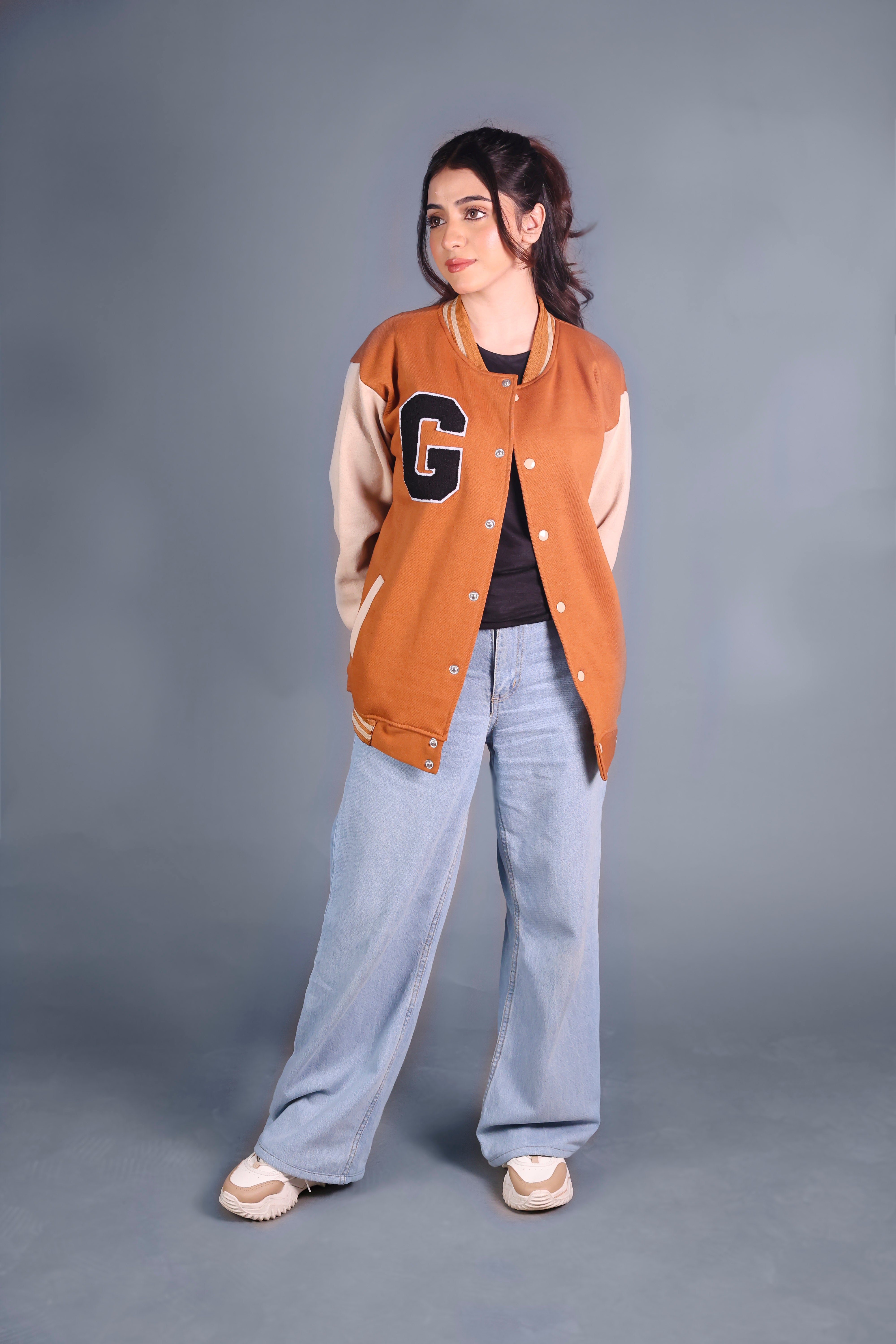 Unisex Letter Patched Varsity Jacket