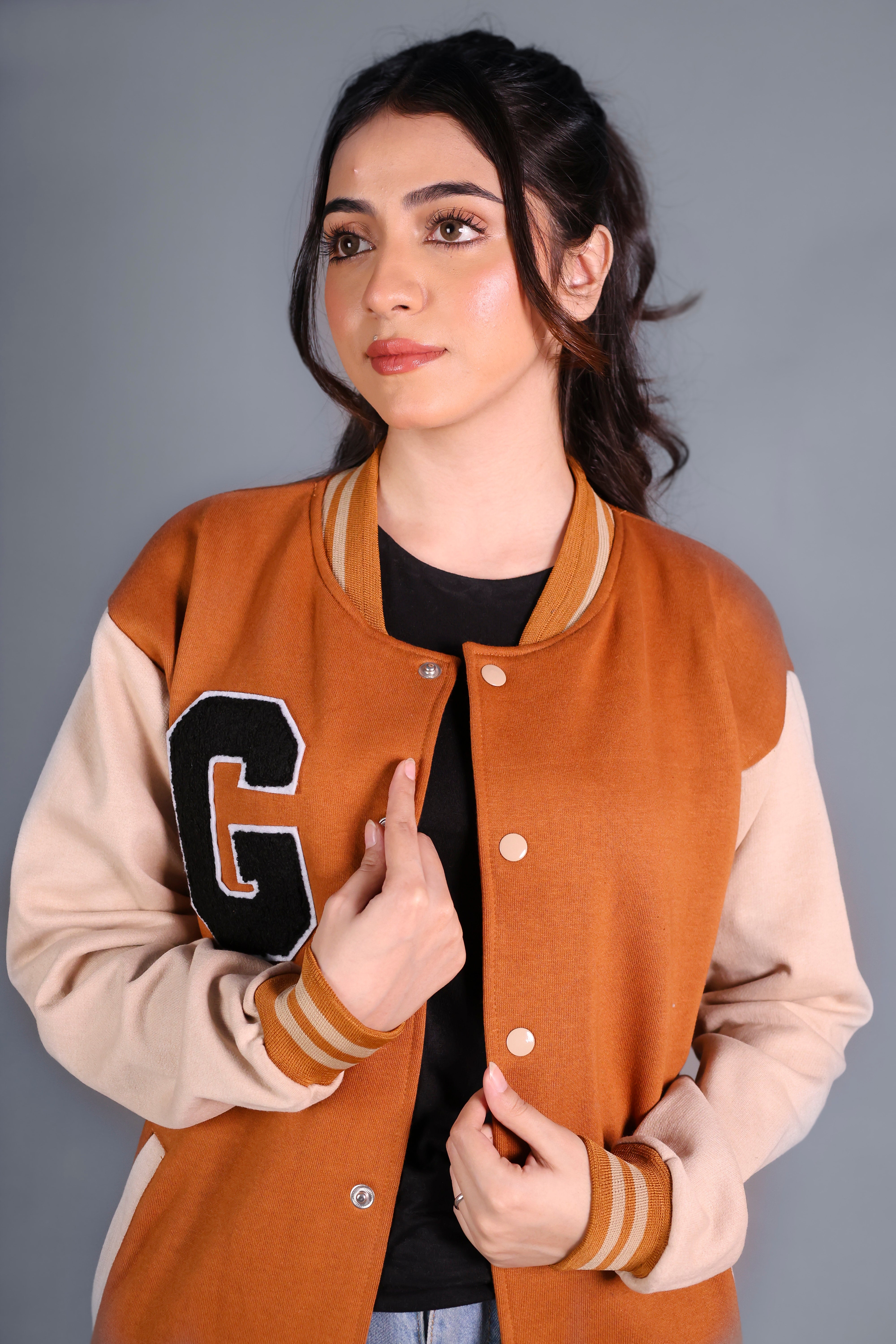 Unisex Letter Patched Varsity Jacket