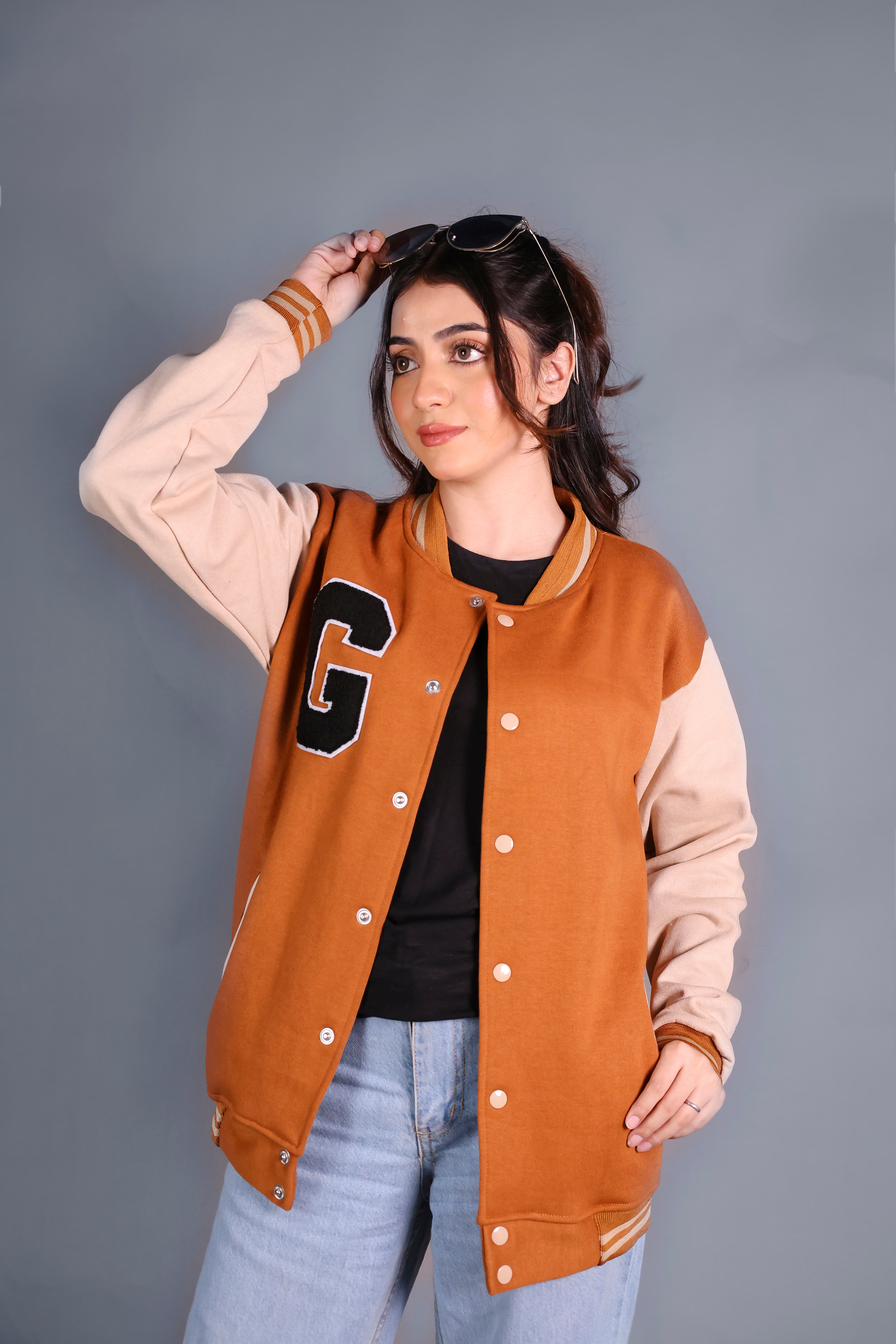 Unisex Letter Patched Varsity Jacket