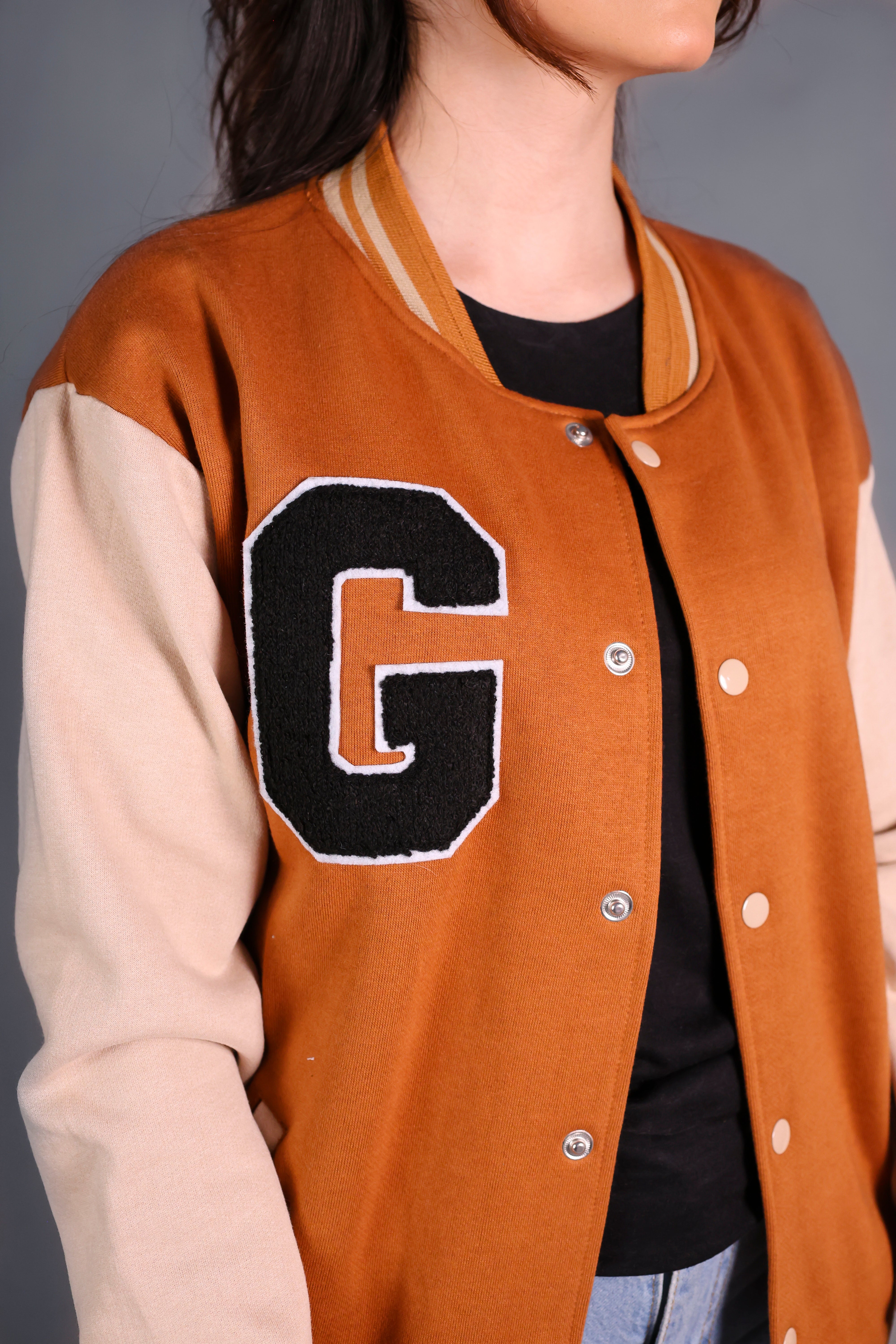 Unisex Letter Patched Varsity Jacket