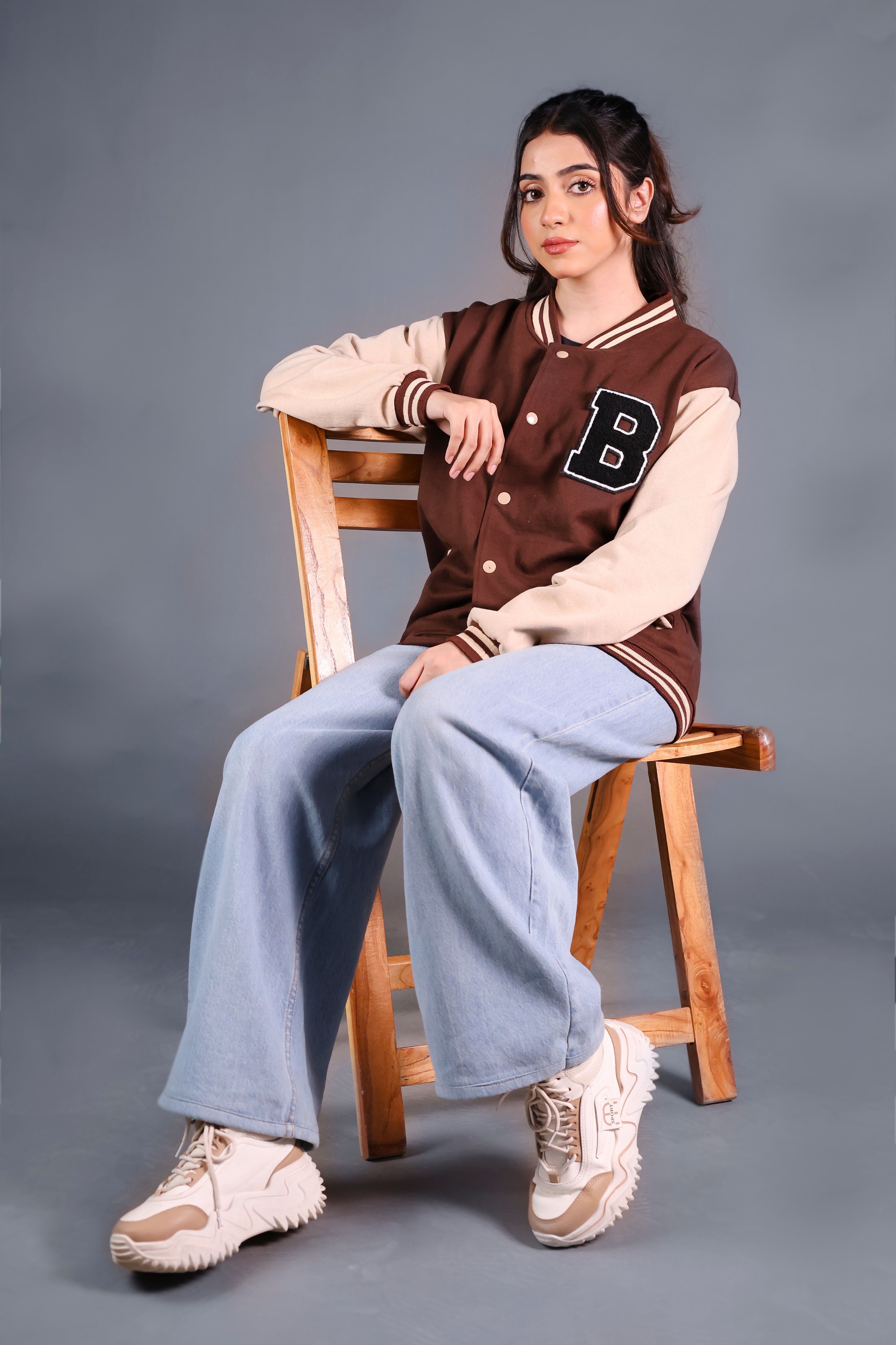 Unisex Letter Patched Varsity Jacket